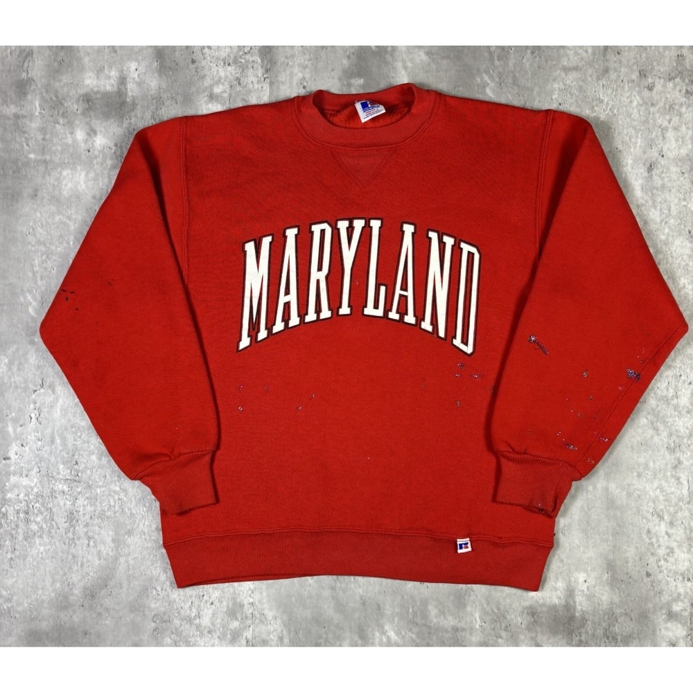 Vintage 80s Maryland University Russell Athletic Sweatshirt Pullover Youth sz L